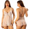 Babydoll Tul Con Puntilla Y Tanga Blanco